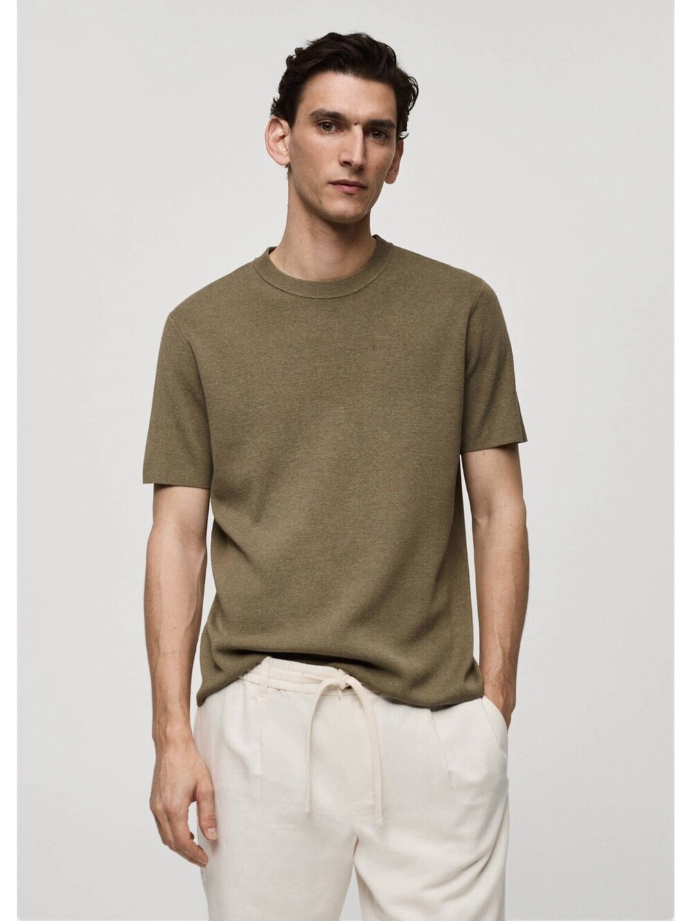 Mango MNG Men’s Medium Fine‎ Knit Cotton Blend Short Sleeve Sweater T-Shirt